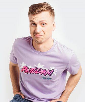 ŠVIESIAI VIOLETINIAI MARŠKINĖLIAI “PAJUDAM”